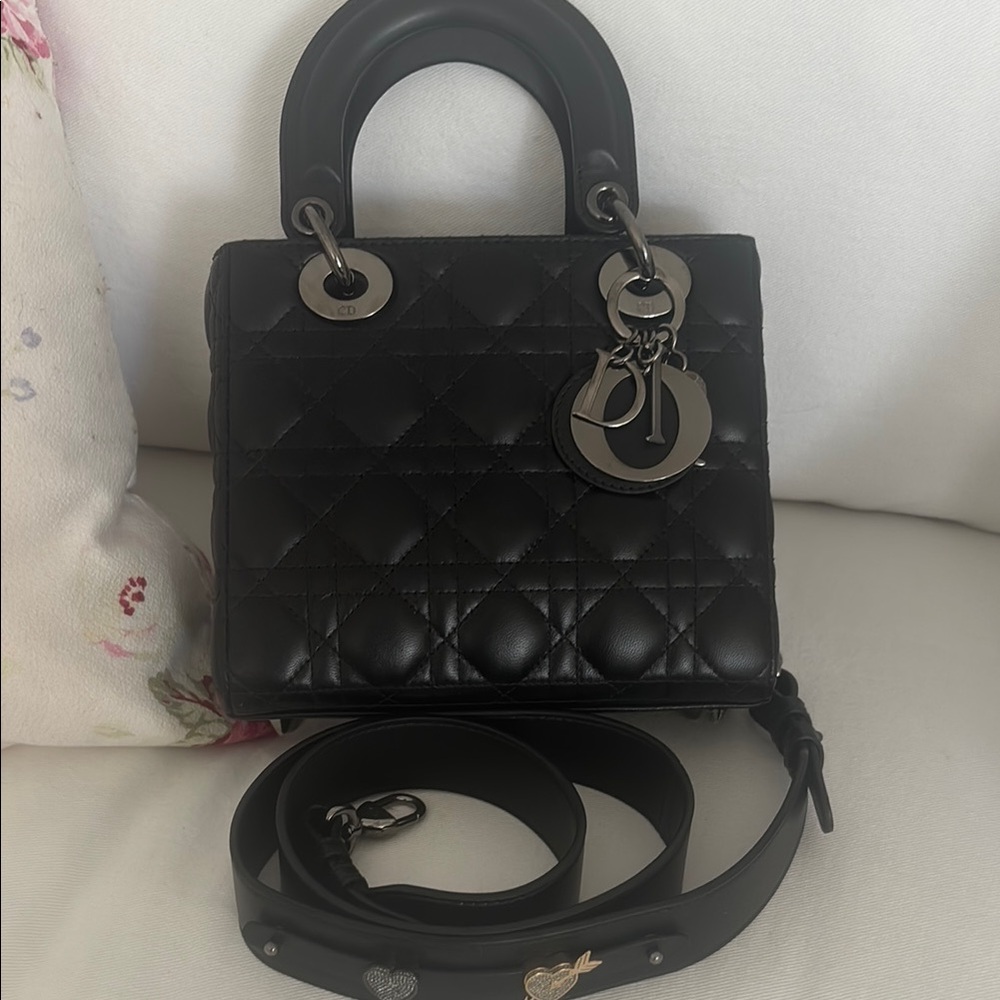 Christian Dior Lady Dior ABC black gunmetal hardware